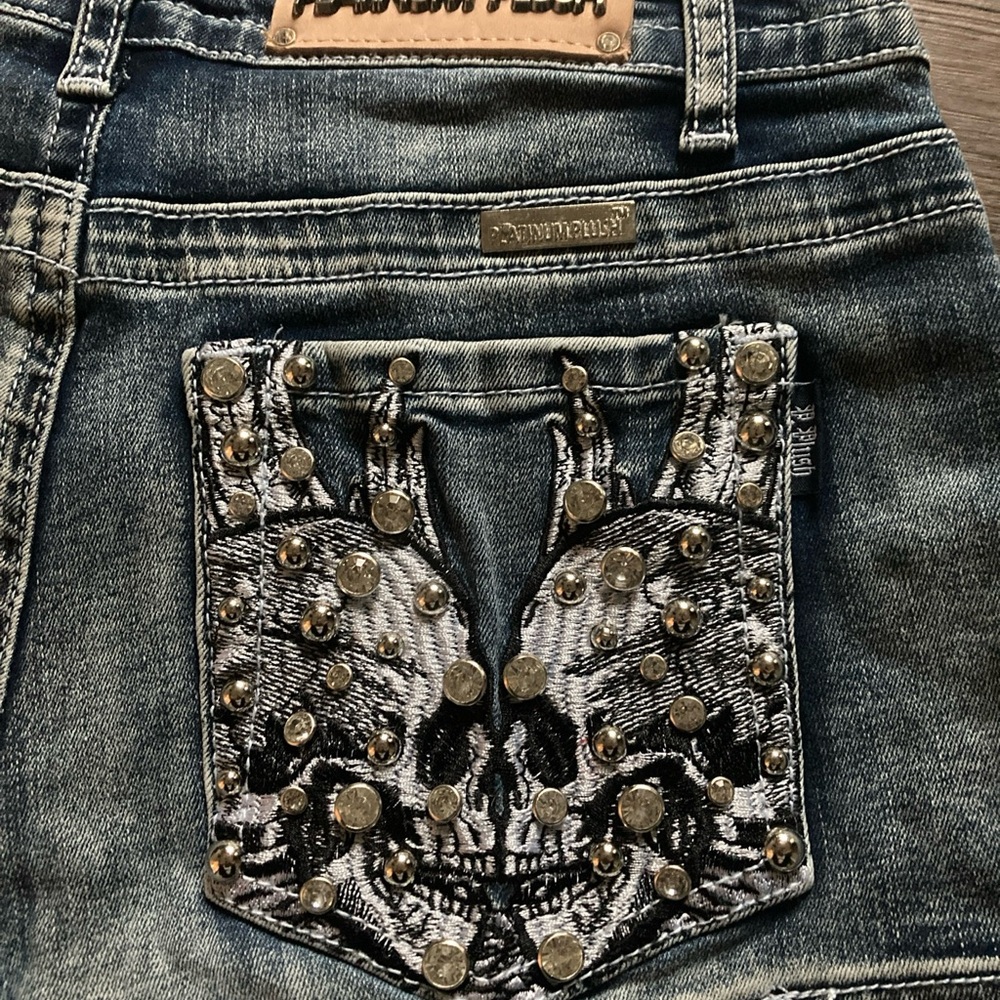 Platinum plush skull shorts